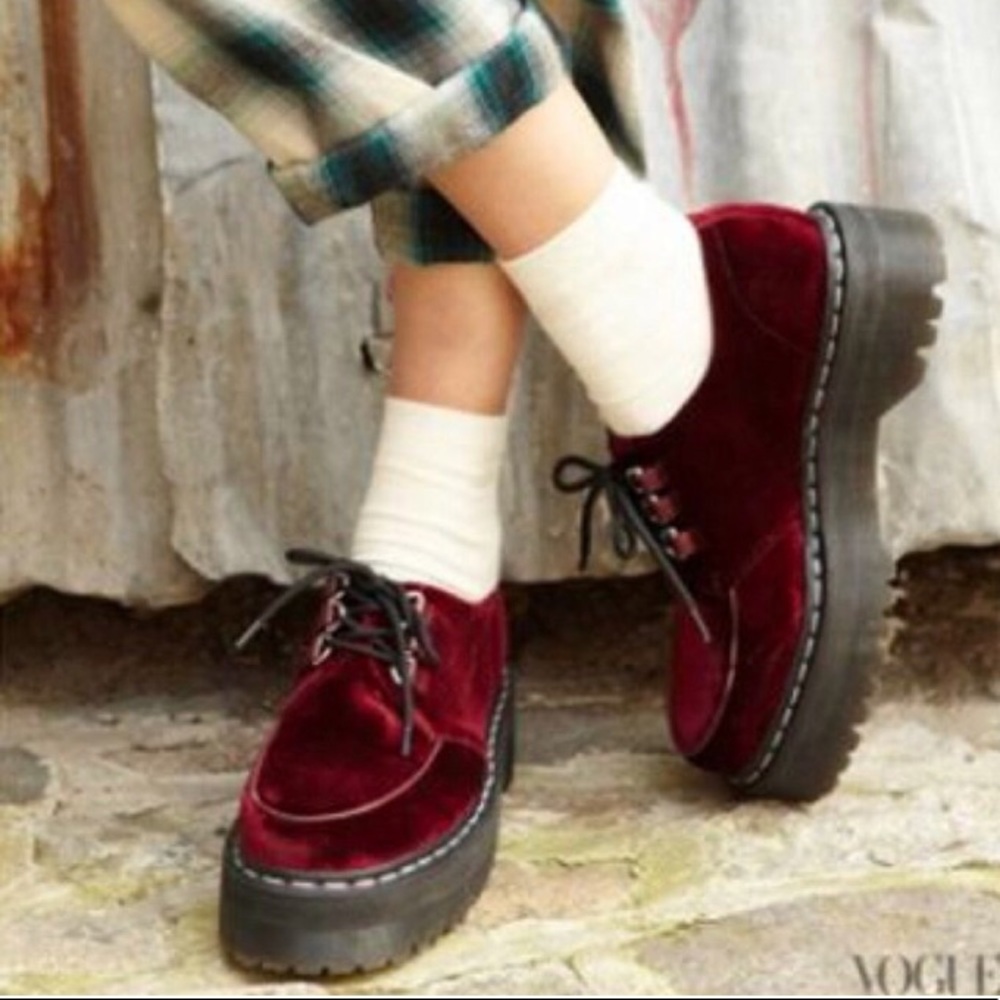 Agyness Dyen X Dr. Martens red velvet creeper